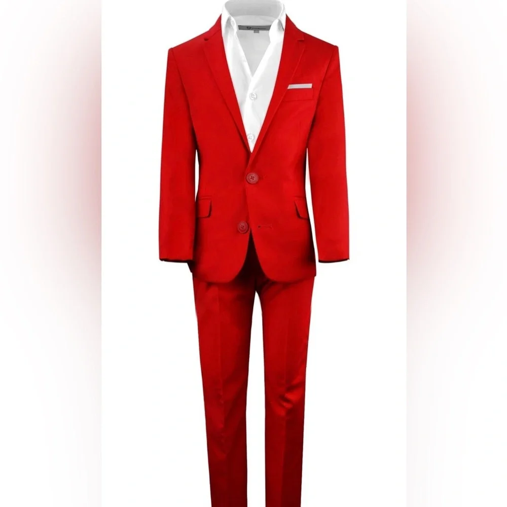 BLACK N BIANCO. 3 PIECE RED SUIT Jacket, Vest, & Pants